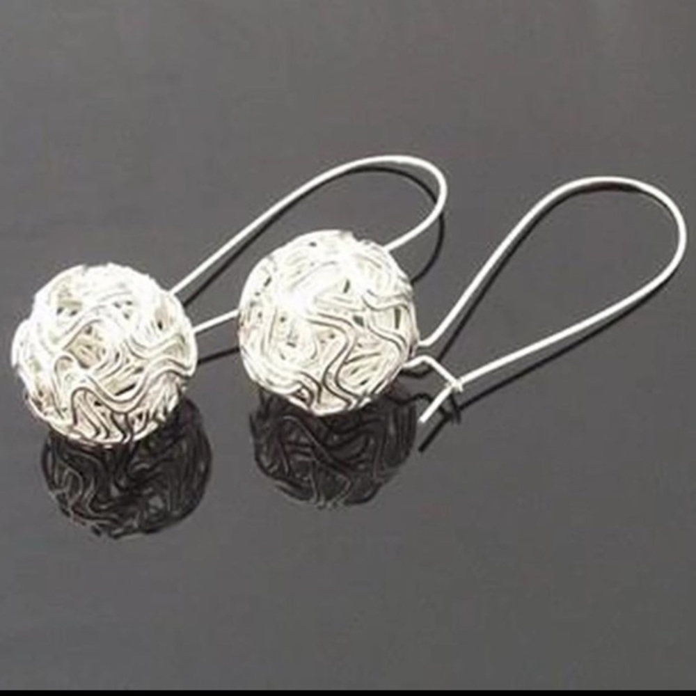NEW!๐๐๐SWIRL WIRE BALL DROP EARRINGS FUNKY CUTE - Picture 2 of 8